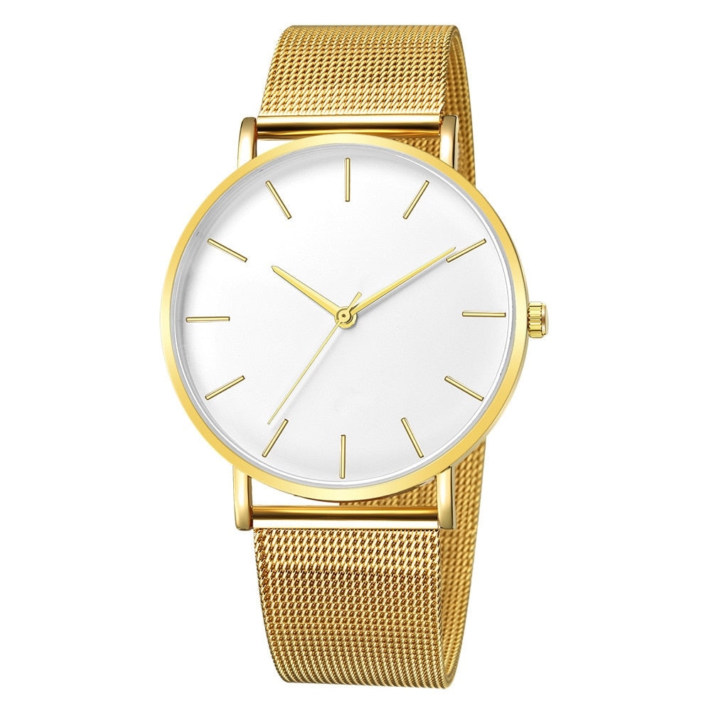 Montre Femme Modern Fashion Black Quartz Watch Women Mesh Stainless Steel Bracelet High Quality Casual Wrist Watch