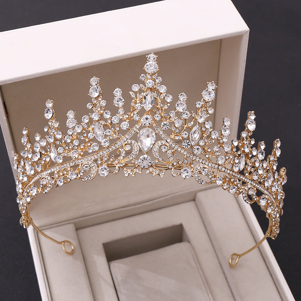New Wedding Crown Headwear Bride's Magnificent European and American Luxury Rhinestone Wedding Dinner Wedding Style Crown
