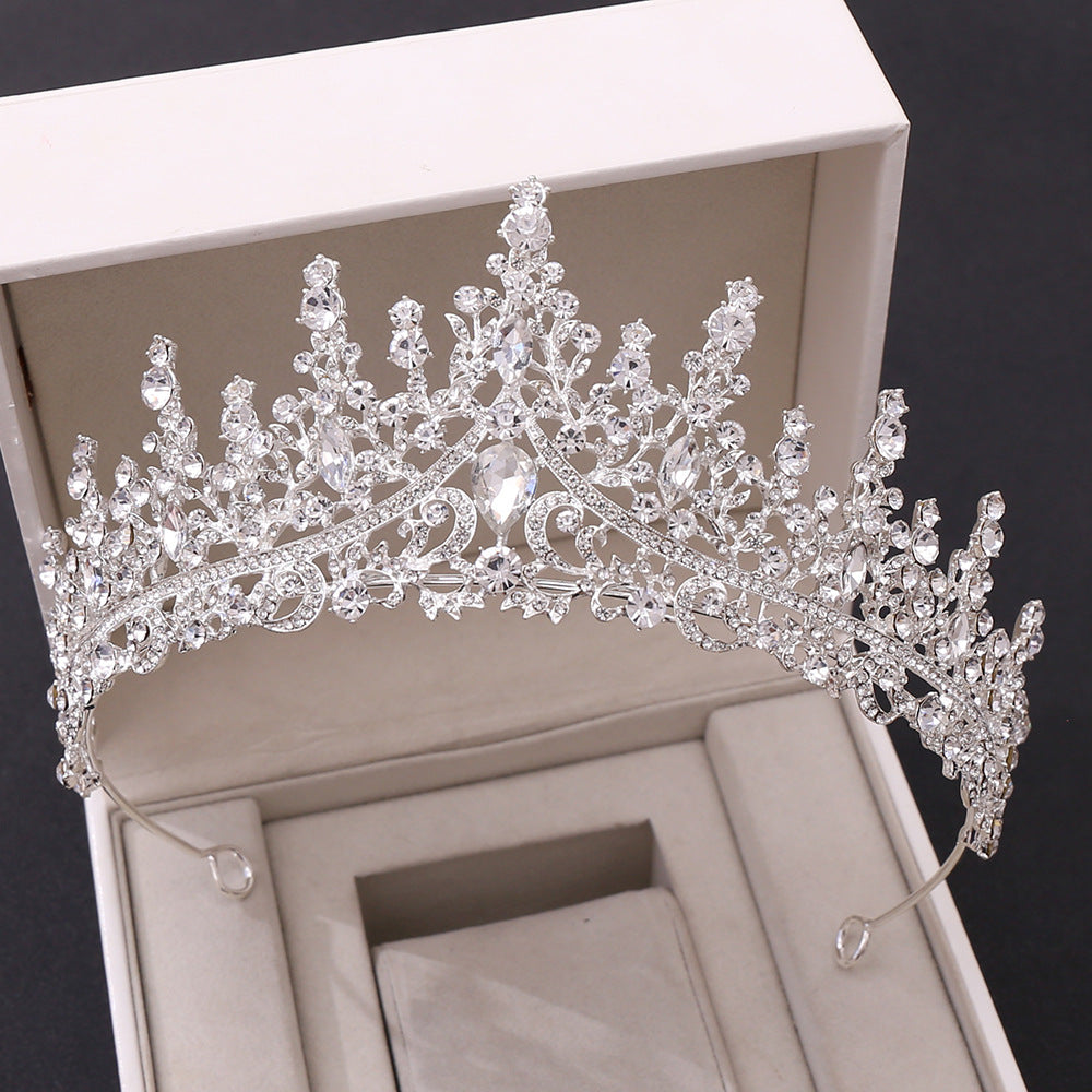 New Wedding Crown Headwear Bride's Magnificent European and American Luxury Rhinestone Wedding Dinner Wedding Style Crown