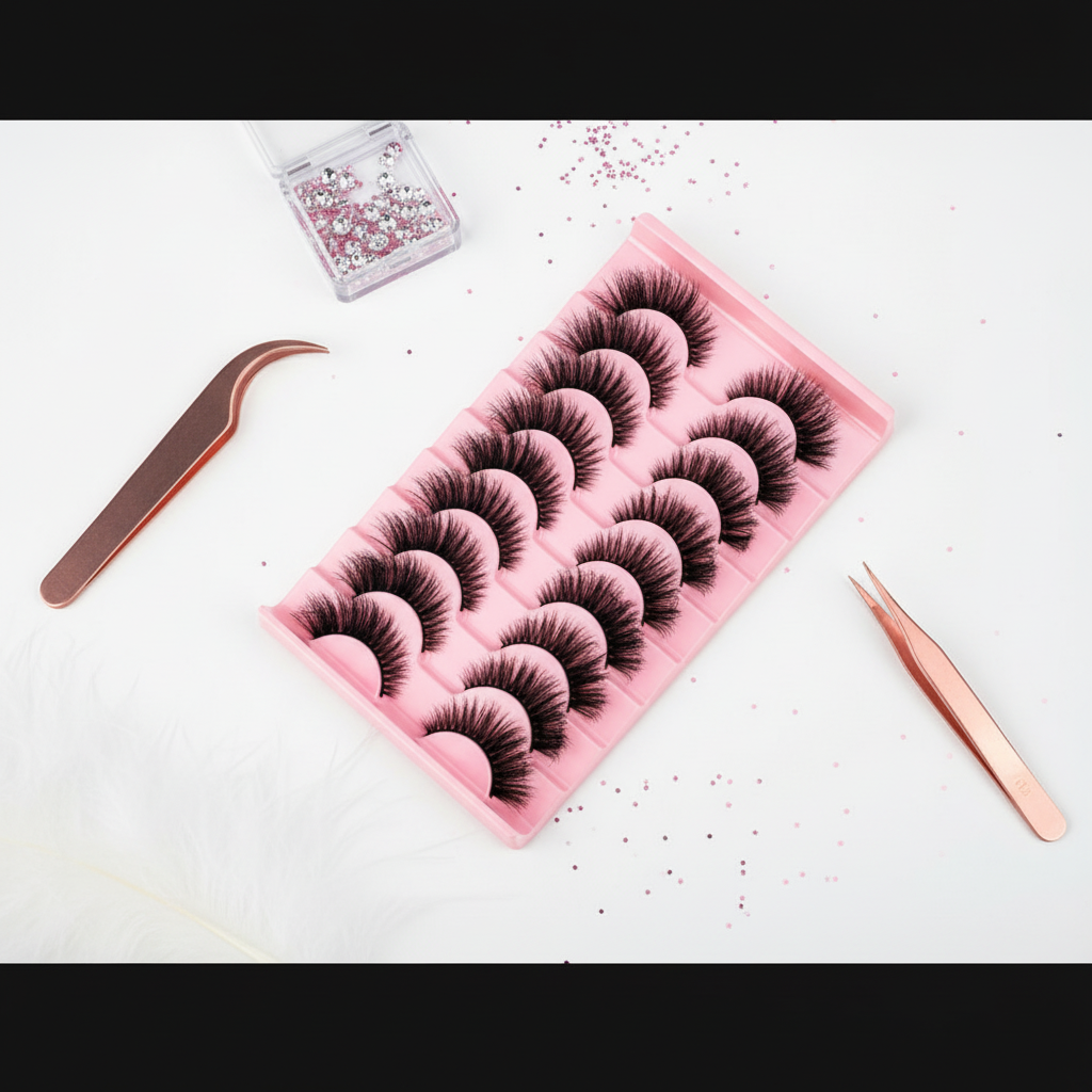 3D Mink False Eyelashes – 10 Pairs | Fluffy Dramatic Volume