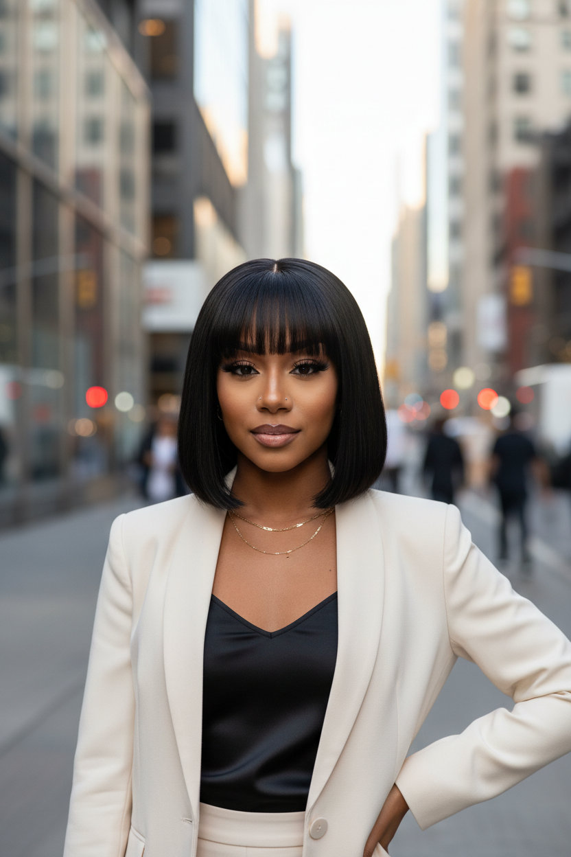 Straight Bob with Bangs Outdoor