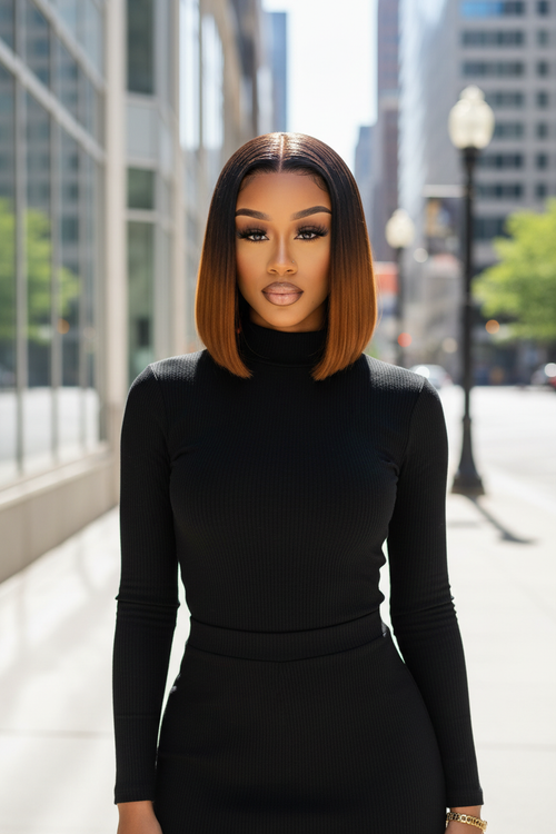 Black Gradient Brown Bob Outdoor