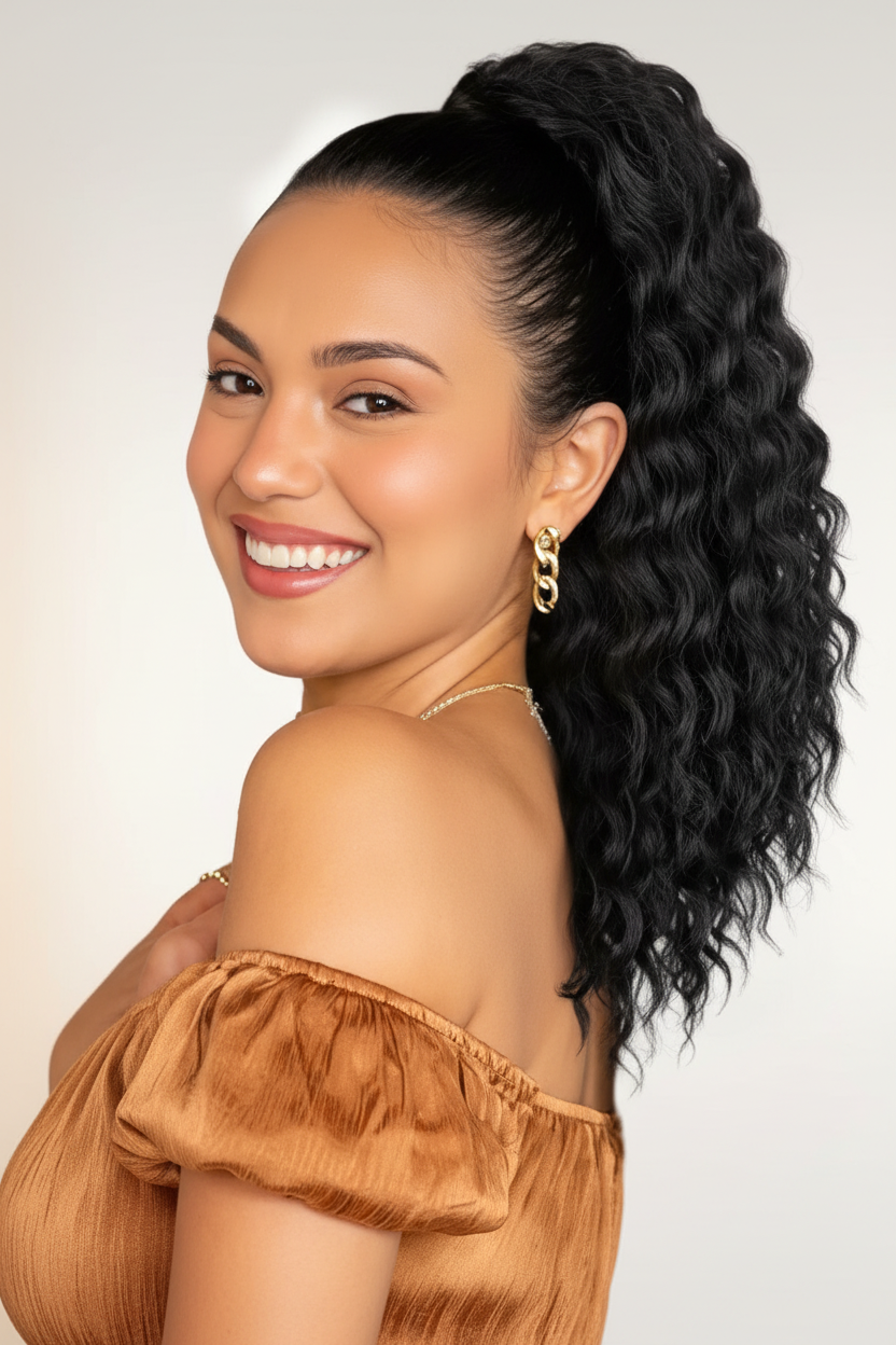 Curly Ponytail - Model Front