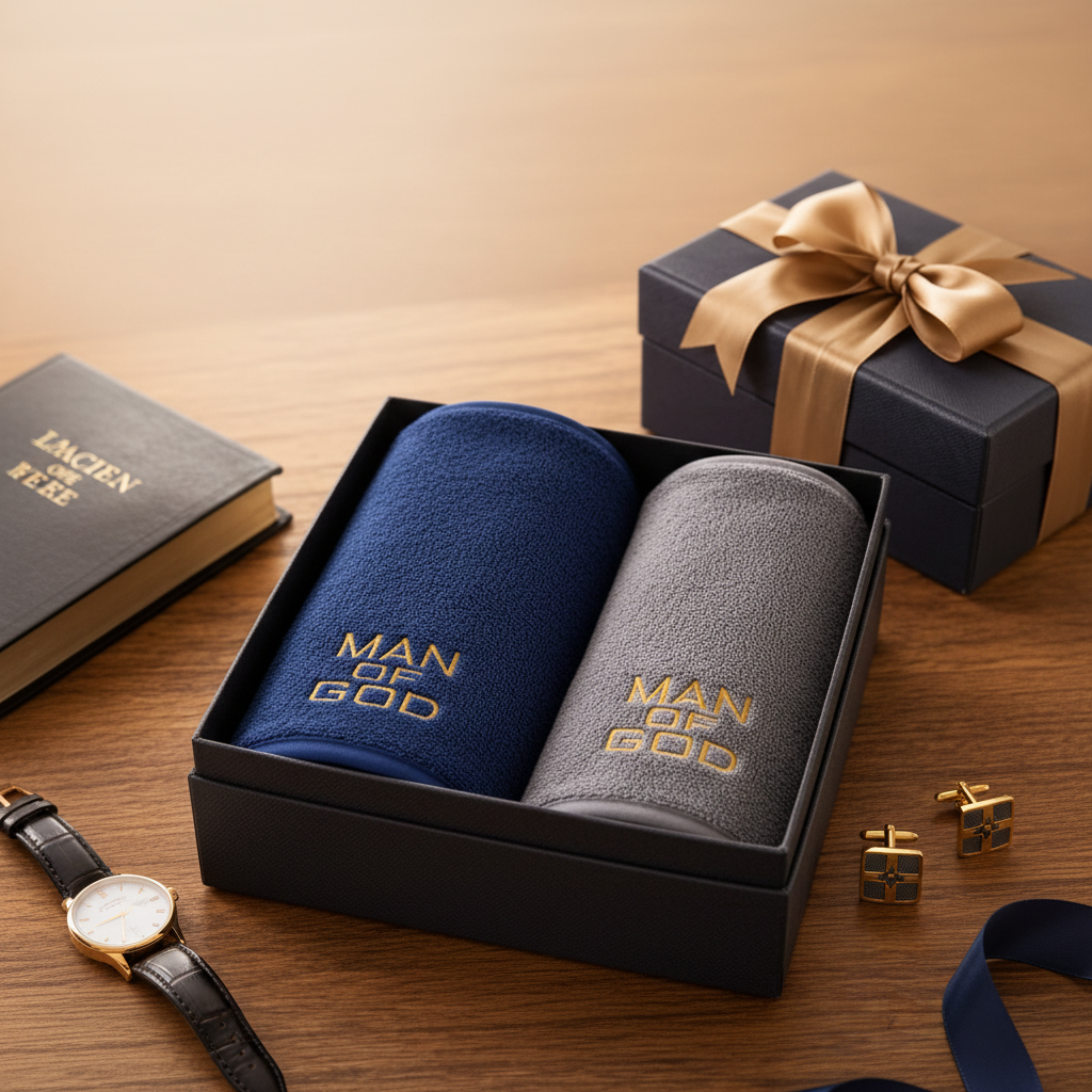 Man of God – 2-Piece Soft Coral Fleece Washcloth Set | Christian Gift for Him