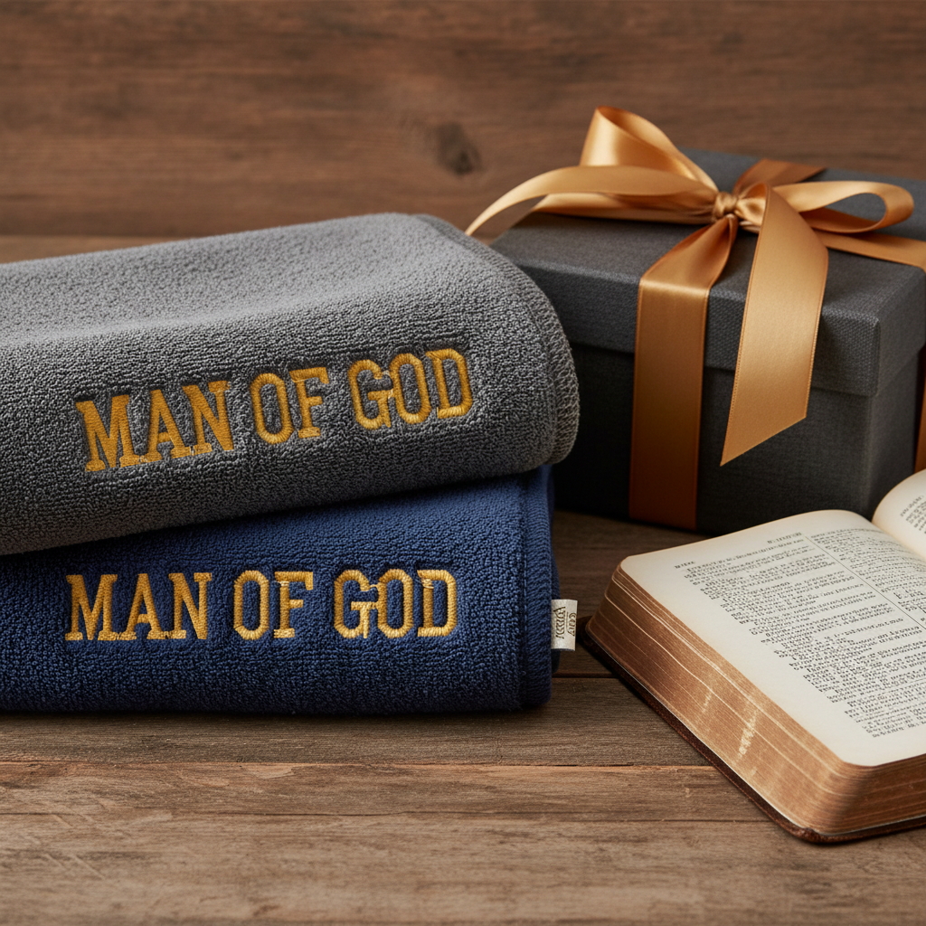 Man of God – 2-Piece Soft Coral Fleece Washcloth Set | Christian Gift for Him