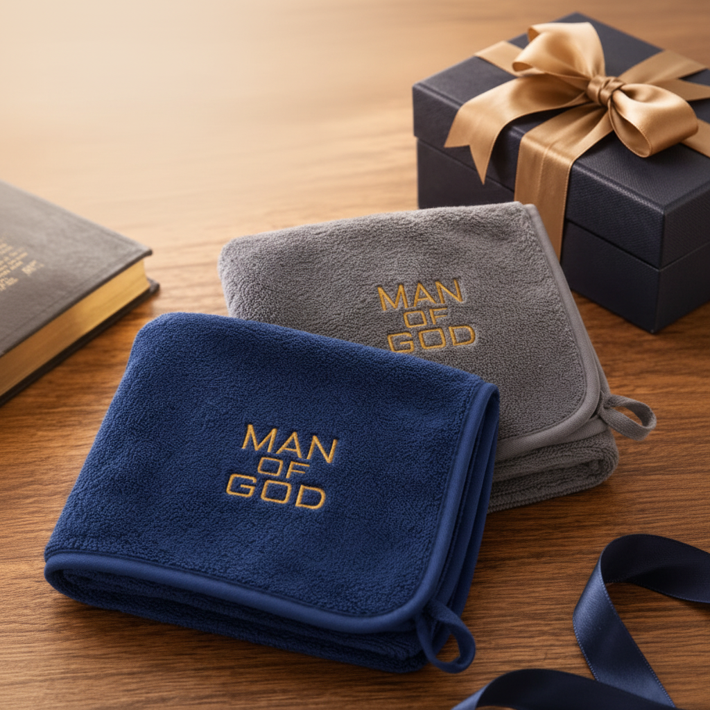 Man of God – 2-Piece Soft Coral Fleece Washcloth Set | Christian Gift for Him