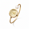 Women's Minimalist Pearl Bangle Watch – Gold Quartz Bracelet Watch