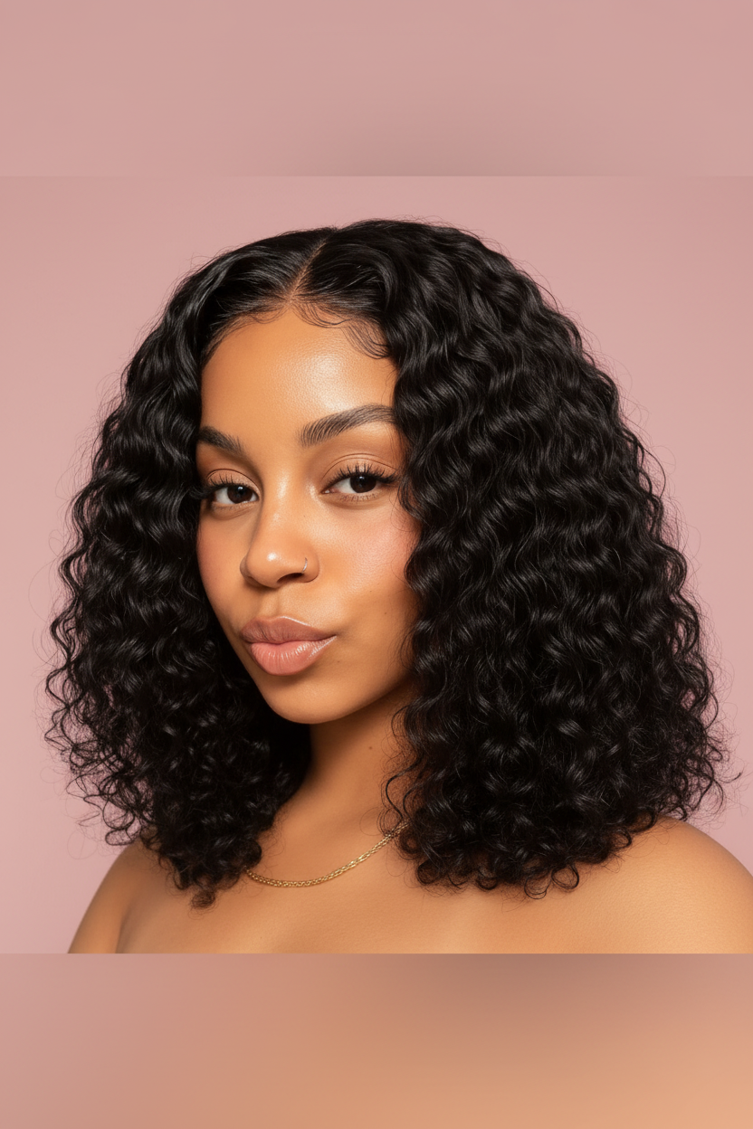 Short Curly Bob Wig | Black | 35.56cm