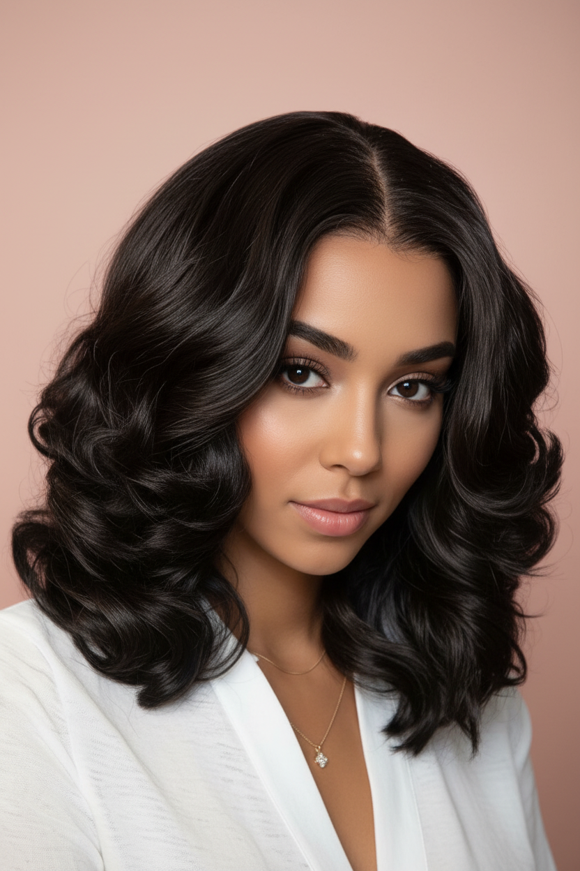 Long Wavy Bob Weave | Black | 45.72cm