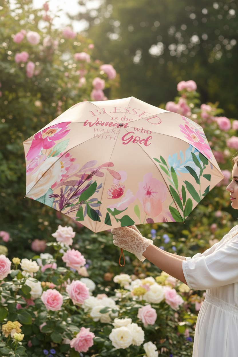 Blessed Woman Floral Faith Umbrella